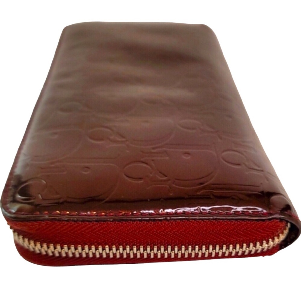 Dior Bordeaux Trotter Patent Leather Long Zippy Wallet COA - Picture 7 of 16